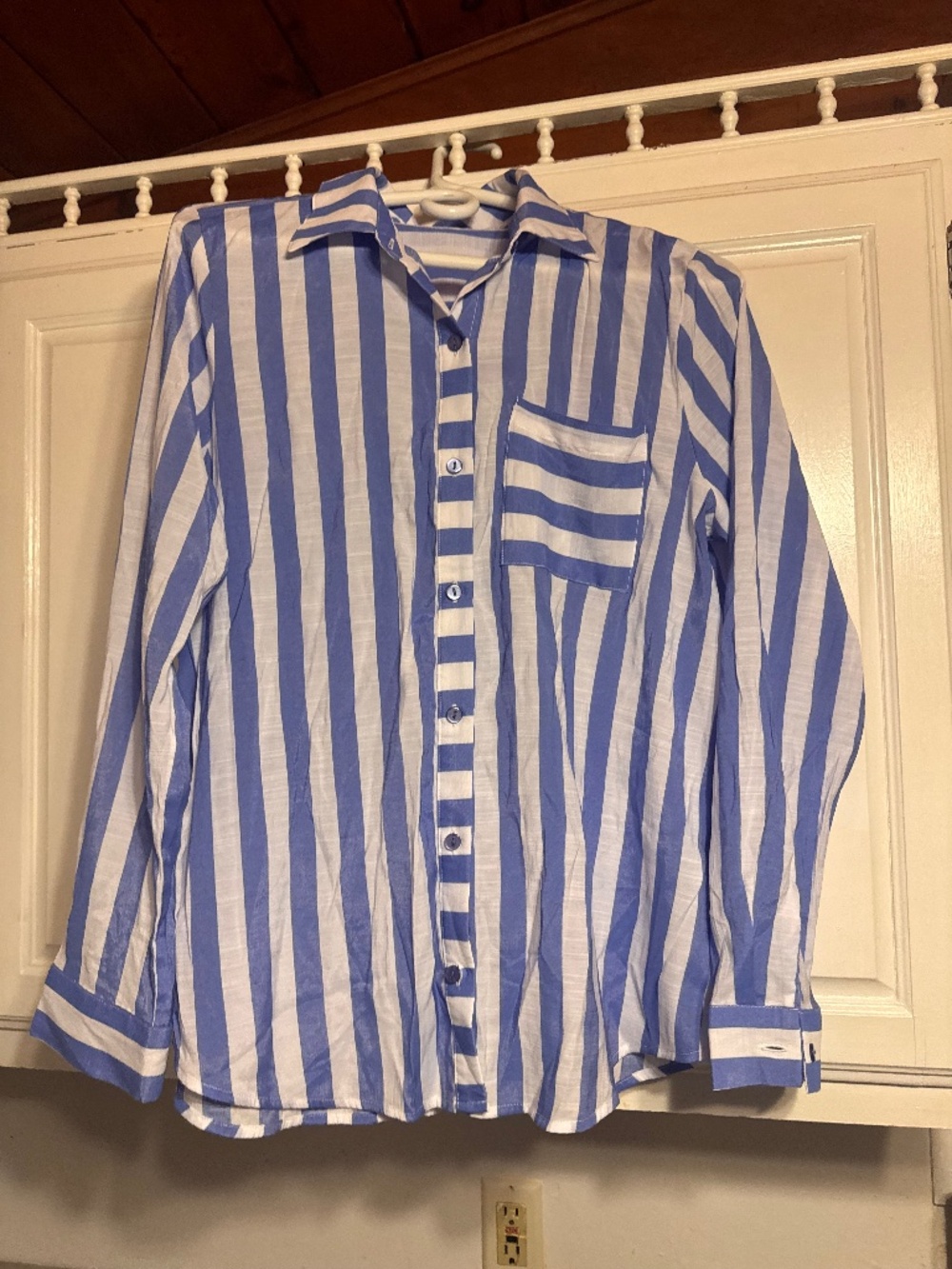 Saturdays Stripe Shirt  Blue and White Striped Button-Up Shirt  blue and white s